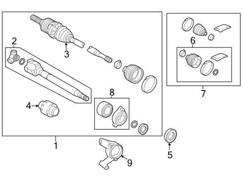 2024 Toyota Grand Highlander Drive Axles - Front Diagram