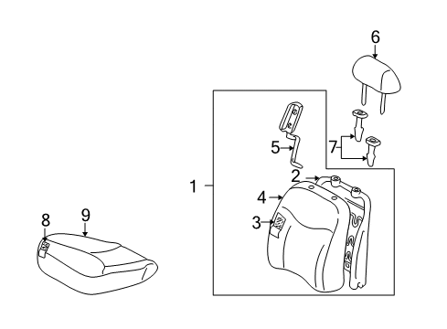 2001 Toyota Prius Front Seat Back Cover, Right(For Separate Type) Diagram for 71073-47060-B0