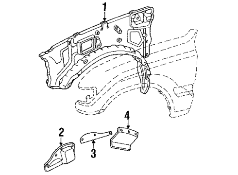 1991 Toyota Land Cruiser Apron Sub-Assy, Front Fender, RH Diagram for 53710-60110