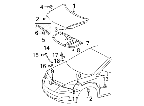 2012 Toyota Corolla Hood & Components, Body Diagram