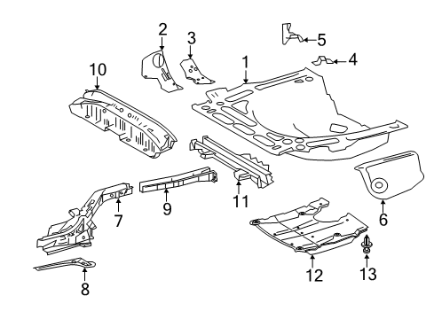 2017 Toyota Corolla Rear Body - Floor & Rails Diagram