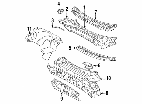 1993 Toyota MR2 Cowl Diagram