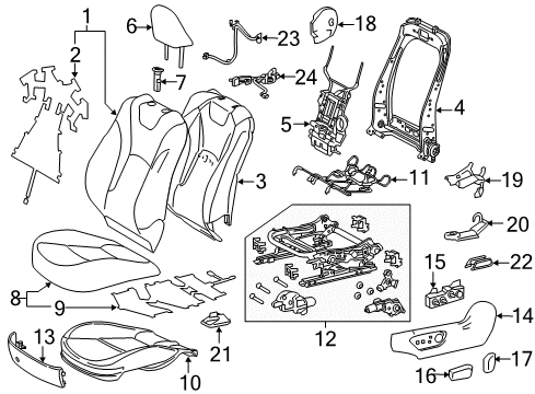 2018 Toyota Prius Front Seat Cushion Cover, Left(For Separate Type) Diagram for 71072-47850-B2