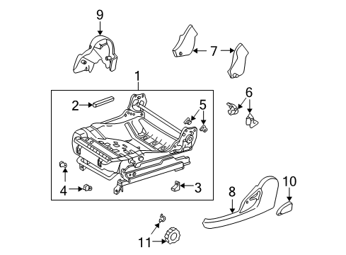 2003 Toyota Corolla Seat Adjuster, Driver Side Diagram for 72020-02010