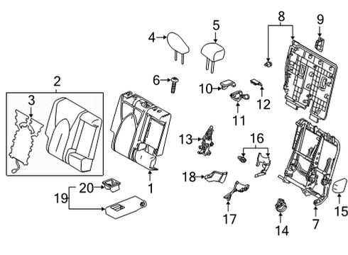 2021 Toyota Highlander Cover, Rr Seat Back Diagram for 72615-0E130-B0