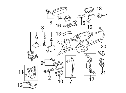 2008 Toyota Yaris Cluster & Switches, Instrument Panel Diagram 6 - Thumbnail