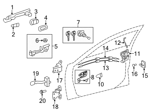 2012 Toyota Camry Handle Assembly, Front Door Outside, Left Diagram for 69210-06110-D0