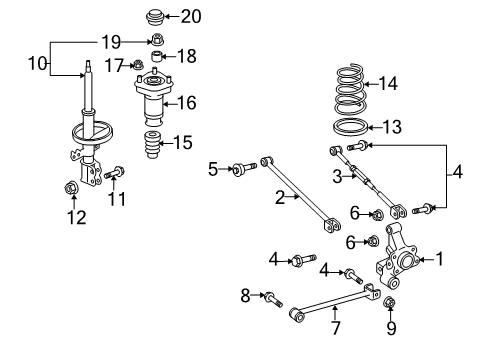 2006 Toyota Highlander Rear Suspension Components, Lower Control Arm, Stabilizer Bar Diagram 6 - Thumbnail