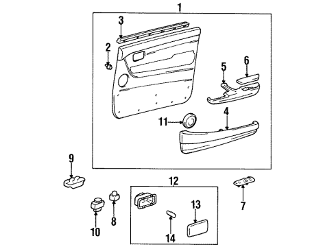 1995 Toyota Land Cruiser Board Sub-Assembly, Front Door Trim, RH Diagram for 67610-60730-B1