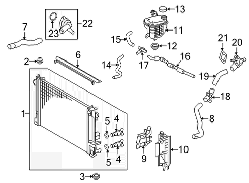 2019 Toyota Prius AWD-e Radiator & Components Diagram