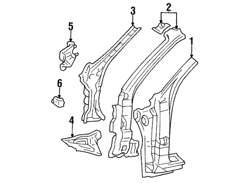 1999 Toyota Avalon Pillar, Front Body, Upper Outer LH Diagram for 61132-07011