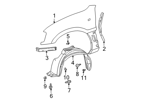 2005 Toyota RAV4 Fender & Components Diagram