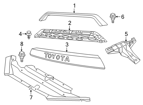 2022 Toyota 4Runner Grille & Components Diagram