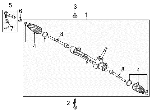 2017 Toyota Prius Prime Steering Gear Assembly Diagram for 45510-47160