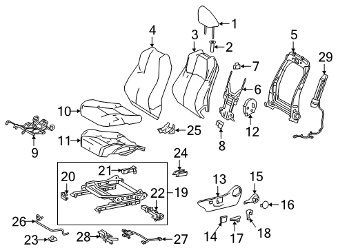 2019 Toyota Corolla Driver Seat Components Diagram