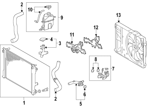 2020 Toyota Camry Cooling System, Radiator, Water Pump, Cooling Fan Diagram 5 - Thumbnail