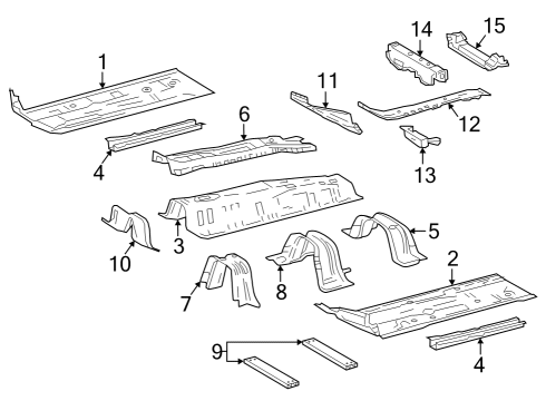 2023 Toyota Prius Floor & Rails Diagram