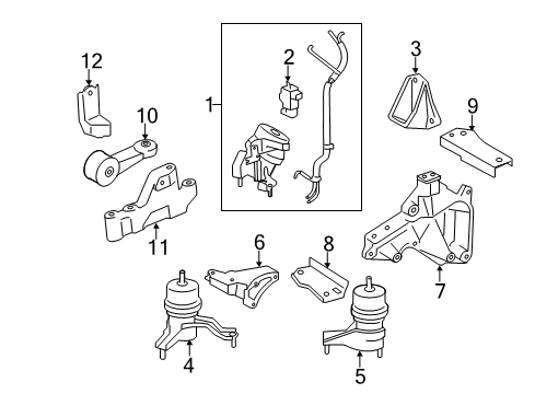 2009 Toyota Avalon Engine & Trans Mounting Diagram