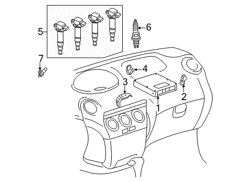 2005 Scion xA ECM Rear Bracket Diagram for 89667-52160