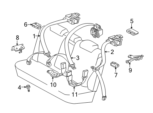 2006 Toyota Prius Belt Assy, Front Seat Inner, RH GREY Diagram for 73230-47090-B0