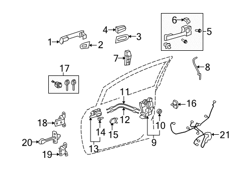 2010 Scion xD Cable Assembly, Front Door Diagram for 69710-52160