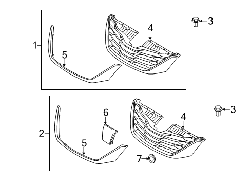 2013 Toyota Sienna Radiator Grille Sub-Assembly Diagram for 53101-08111