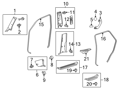 2022 Toyota 4Runner Interior Trim - Pillars Diagram