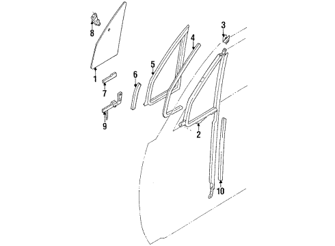 1990 Toyota 4Runner Frame Sub-Assy, Vent Window Glass, LH Diagram for 67502-89106