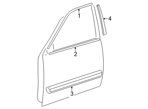 2001 Toyota Sequoia Body Side Molding, Green, Outside Passenger Side Diagram for 75731-0C040-G0