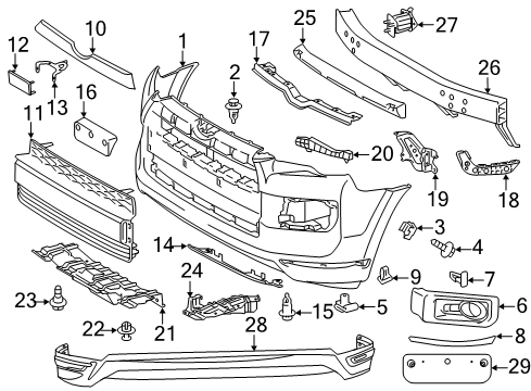 2019 Toyota 4Runner Front Bumper Diagram