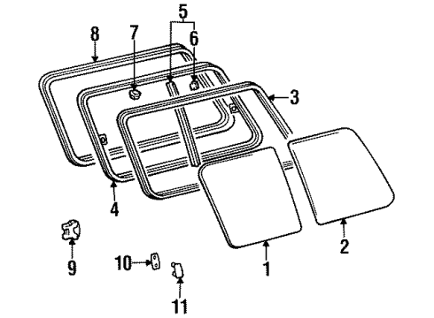 1995 Toyota Land Cruiser Run, Quarter Window, RH Diagram for 62755-60010