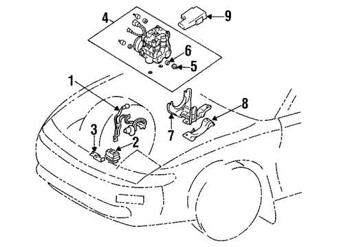 1993 Toyota Celica Computer Assy, Skid Control Diagram for 89541-20100