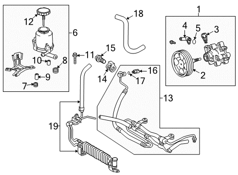 2018 Toyota Land Cruiser Power Steering Pump & Cooler Lines Diagram