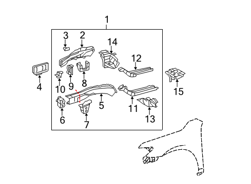 2011 Toyota Camry Structural Components & Rails Diagram 8 - Thumbnail