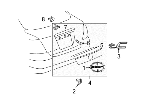 2009 Scion tC Back Door Name Plate, No.1 Diagram for 75441-21070