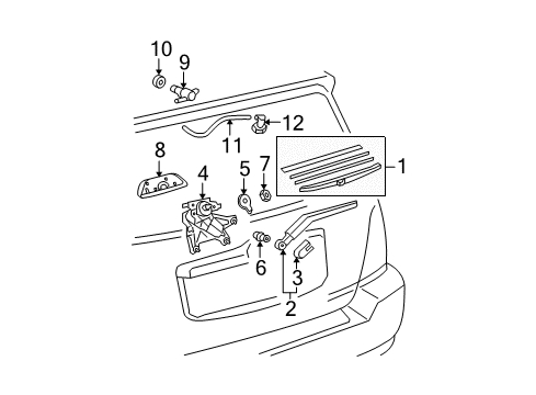 2008 Toyota Highlander Lift Gate - Wiper & Washer Components Diagram 1 - Thumbnail