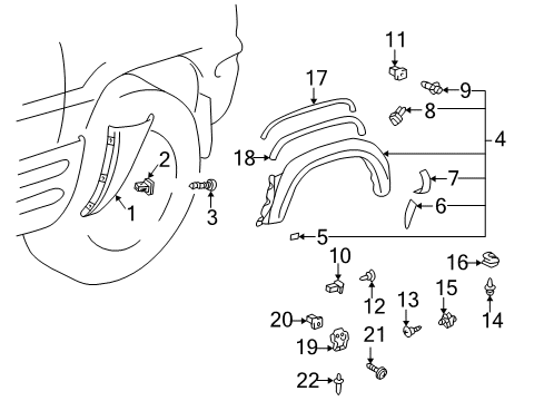 1997 Toyota RAV4 Exterior Trim - Quarter Panel Diagram