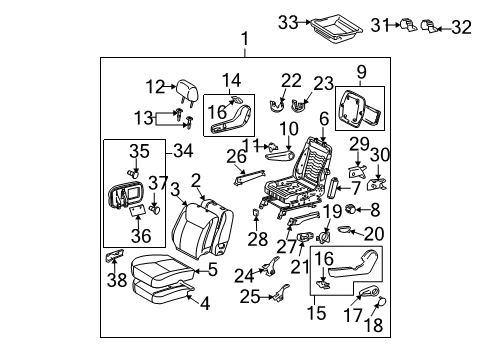 2008 Toyota Sienna Front Seat Components Diagram