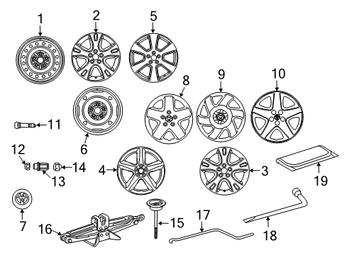 2005 Toyota Matrix Jack Sub-Assembly, PANTO Diagram for 09111-02091