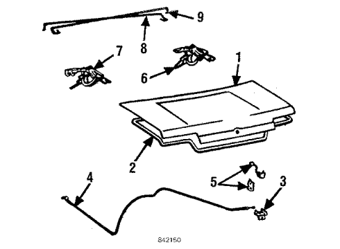 1984 Toyota Corolla Hinge Sub-Assembly, Luggage Compartment Door, RH Diagram for 64510-12190