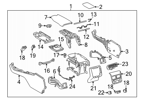 2022 Toyota Avalon Box Assembly, Console Diagram for 58810-07142-C3