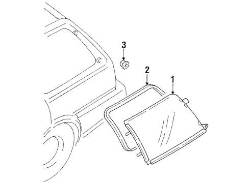 1991 Toyota Corolla Quarter Panel - Glass & Hardware Diagram