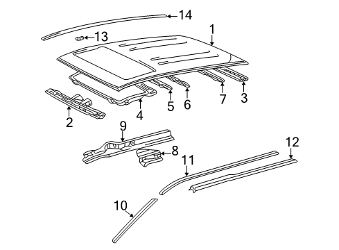 1999 Toyota Sienna Roof & Components, Exterior Trim, Body Diagram 1 - Thumbnail