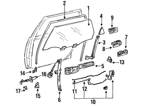 1993 Toyota Camry Rear Door Outside Handle Assembly Left Diagram for 69240-32041-C1