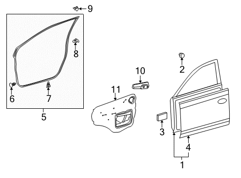 2012 Toyota Corolla Front Door, Body Diagram