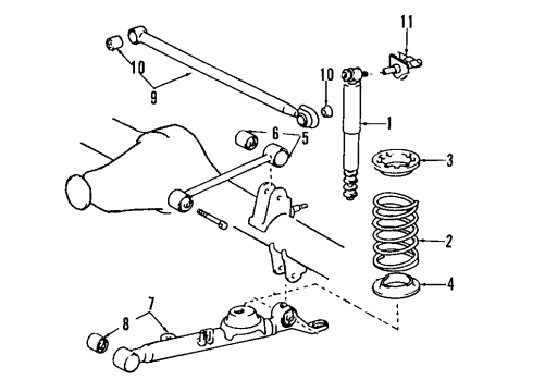 1991 Toyota Previa Rear Suspension System, Rear Axle Diagram