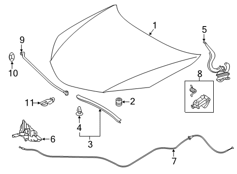 2015 Toyota Corolla Hinge Assembly, Hood, LH Diagram for 53420-02250