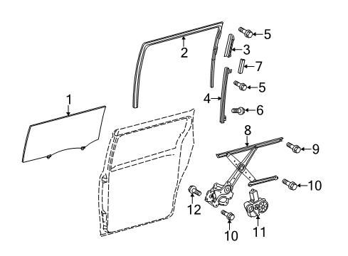 2013 Toyota Sienna Window Assembly, Slide D Diagram for 62750-08061