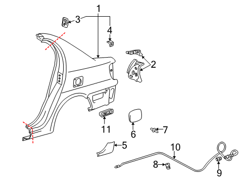 2004 Toyota Echo Panel, Quarter, RH Diagram for 61601-52191