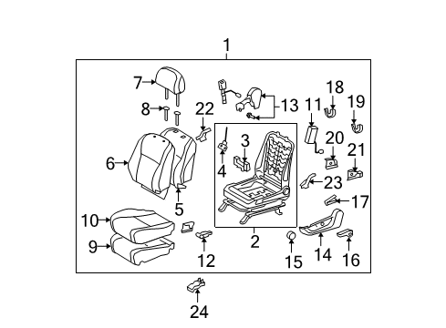 2008 Toyota Highlander Driver Seat Components Diagram 1 - Thumbnail